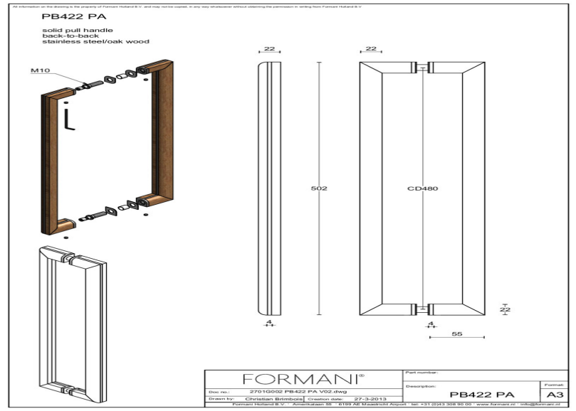 Formani | PB422 PA | Set grepen | mat roestvast staal