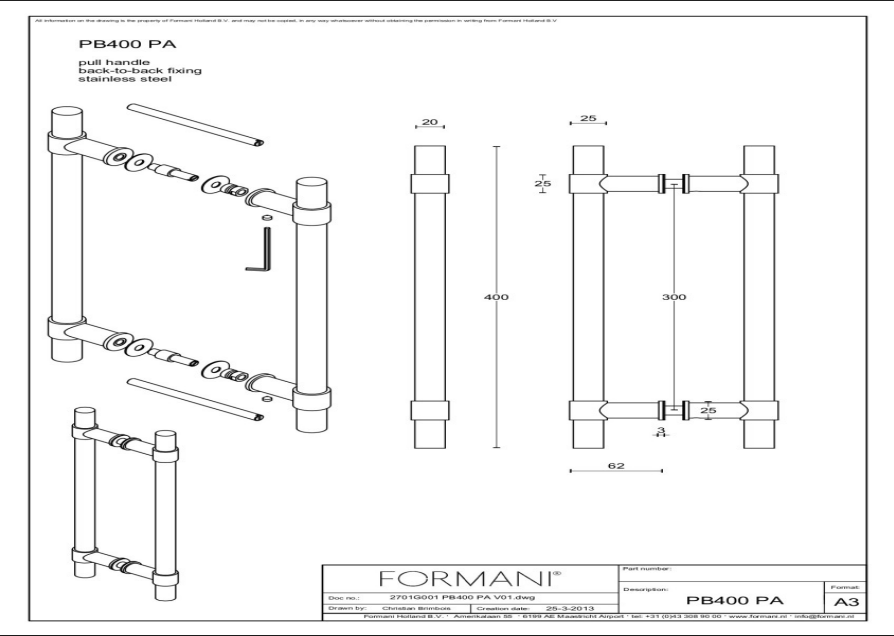 Formani | PB400 PA | Set grepen | mat roestvast staal