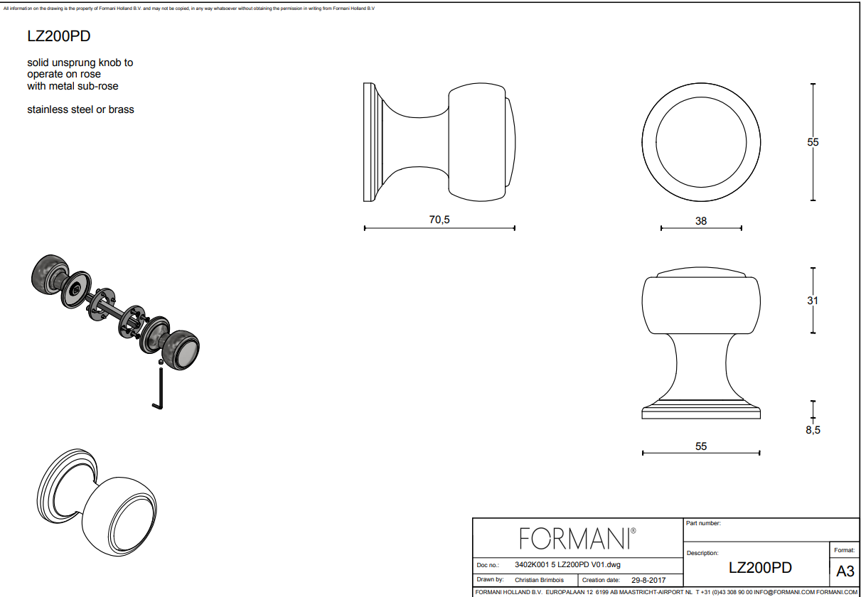 Formani | Deurkruk | Lazaro Rosa Violan | LZ200PD | mat roestvast staal