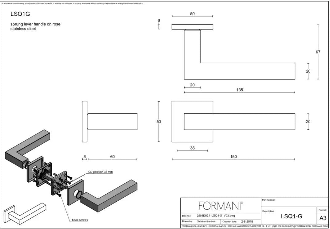 Formani | Deurkruk | Formani | LSQ1-G | mat roestvast staal