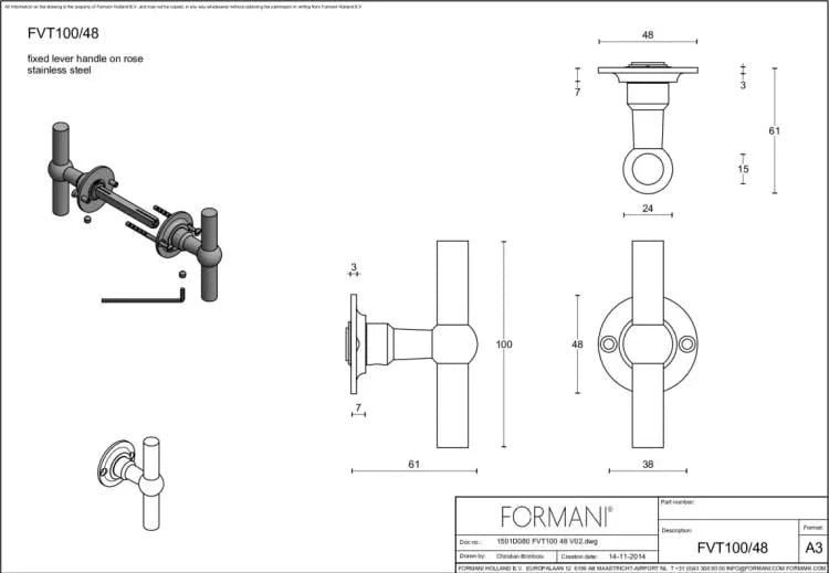 Formani | Deurkruk | Formani | FVT100/48 | Mat Roestvast Staal