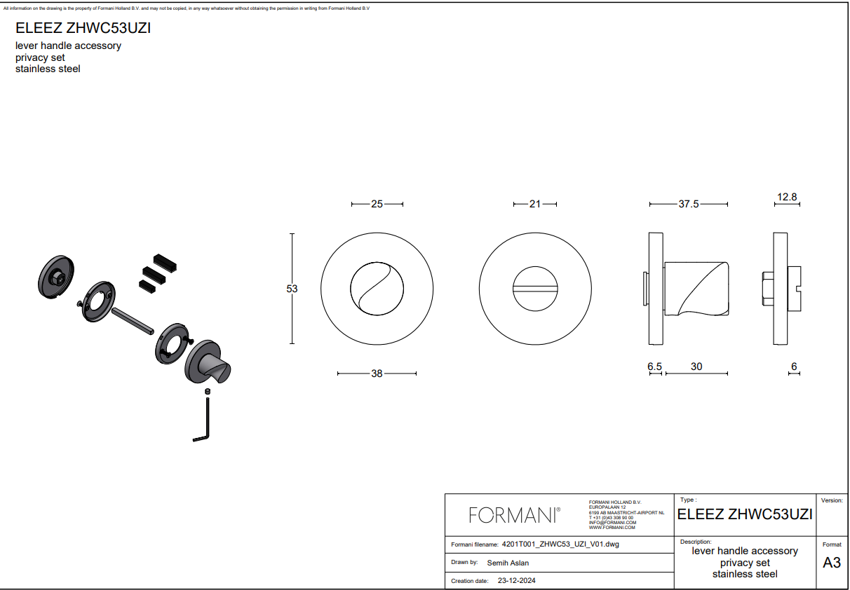 FORMANI | toiletgarnituur brons | Zaha Hadid | ELEEZ | ZHWC53-ZI