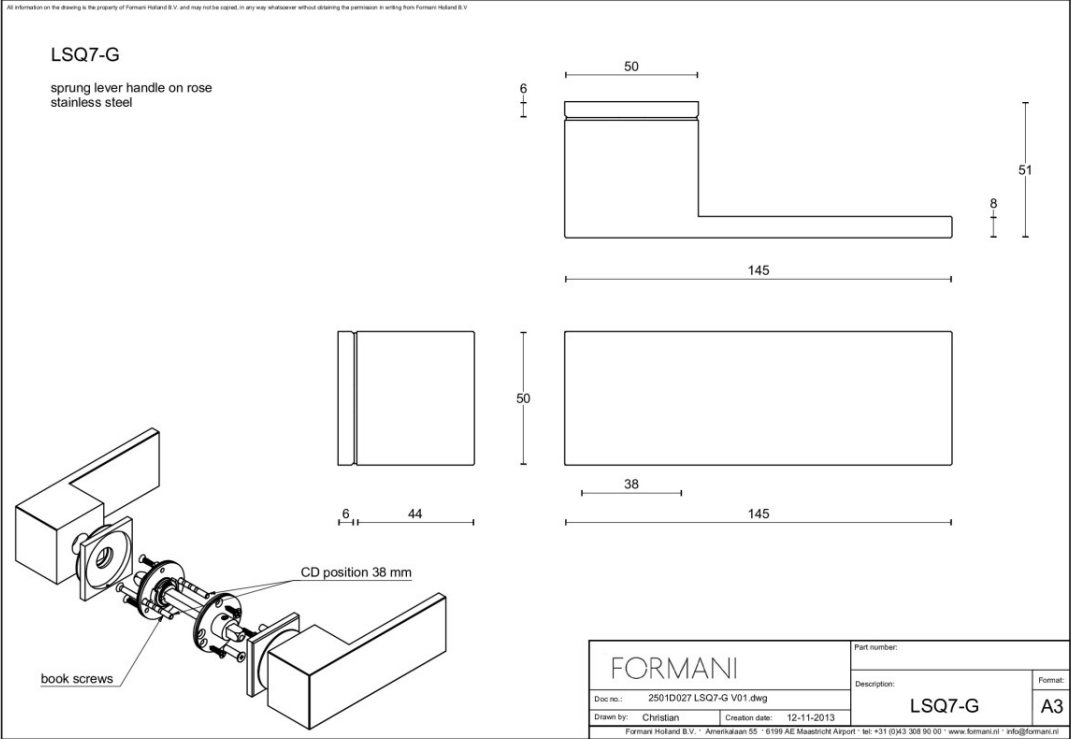 Formani | Deurkruk | Formani | LSQ7-G | mat roestvast staal