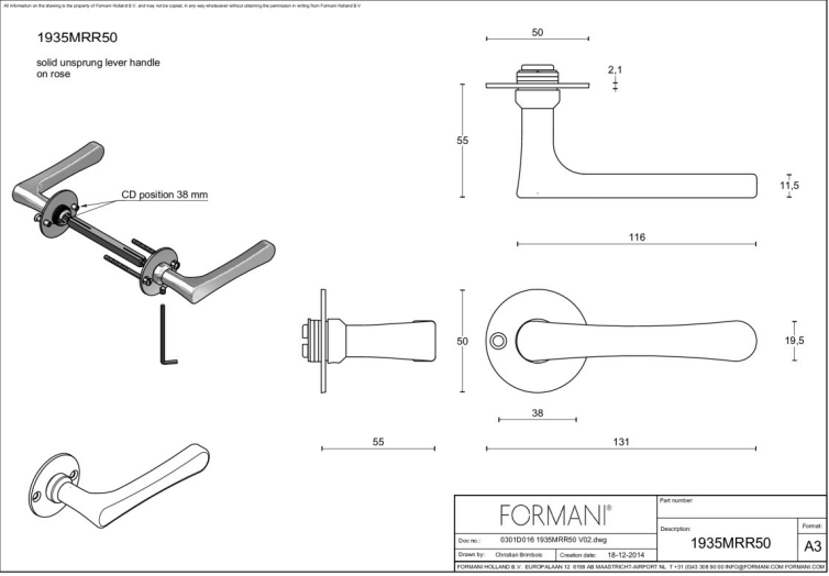 Formani | Deurkruk | Formani | 1935MRR50 | Glans Nikkel
