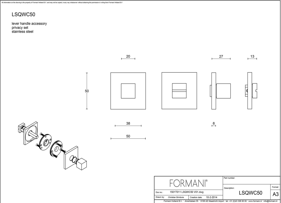 FORMANI | toiletgarnituur mat roestvast staal | Bob Manders | RIBBON | LSQWC50