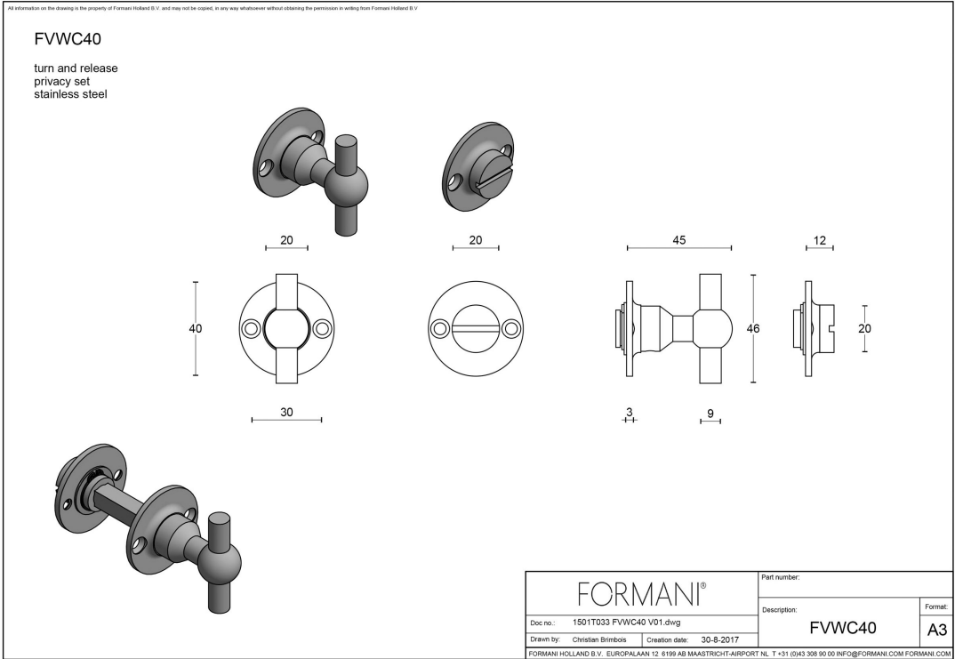 FORMANI | toiletgarnituur mat roestvast staal | Formani | FERROVIA | FVWC40