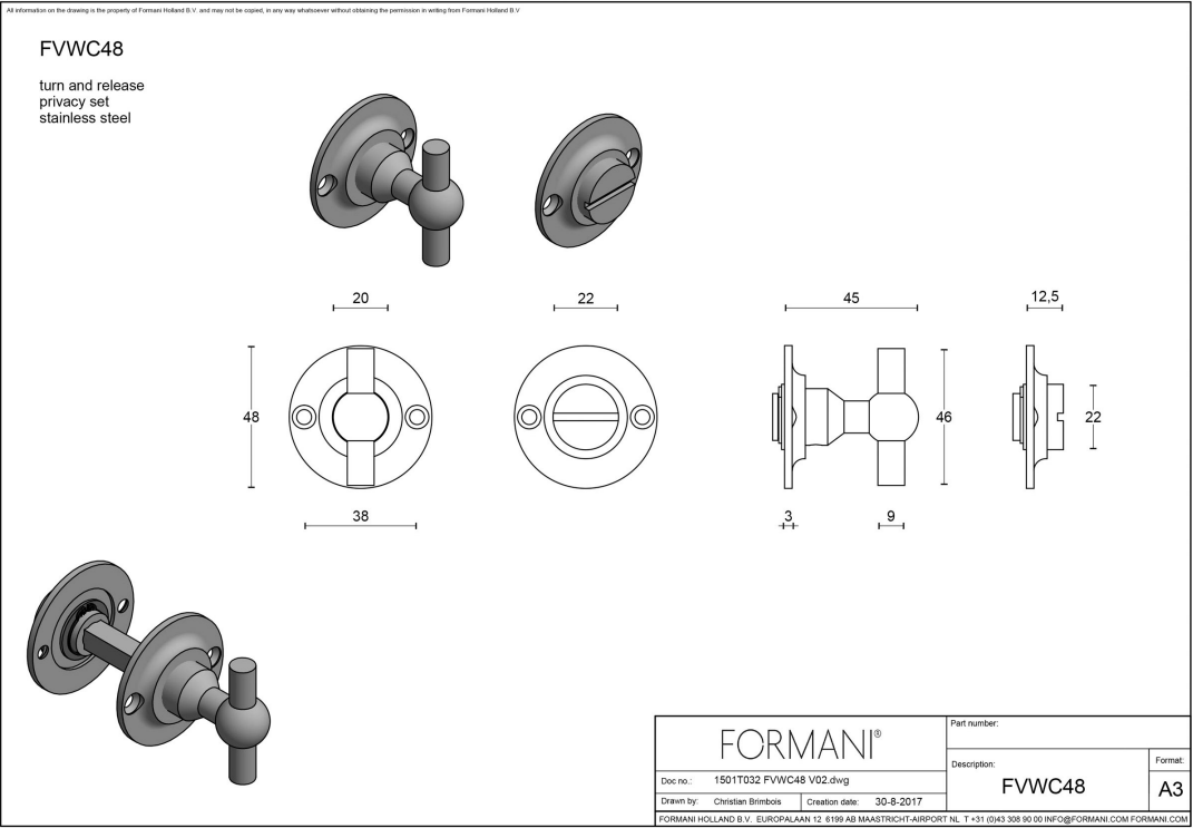 FORMANI | toiletgarnituur mat roestvast staal | Formani | FERROVIA | FVWC48