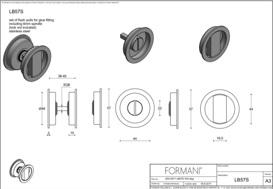 Formani | Schuifdeurkommen | LB57S | 57mm | Mat Zwart