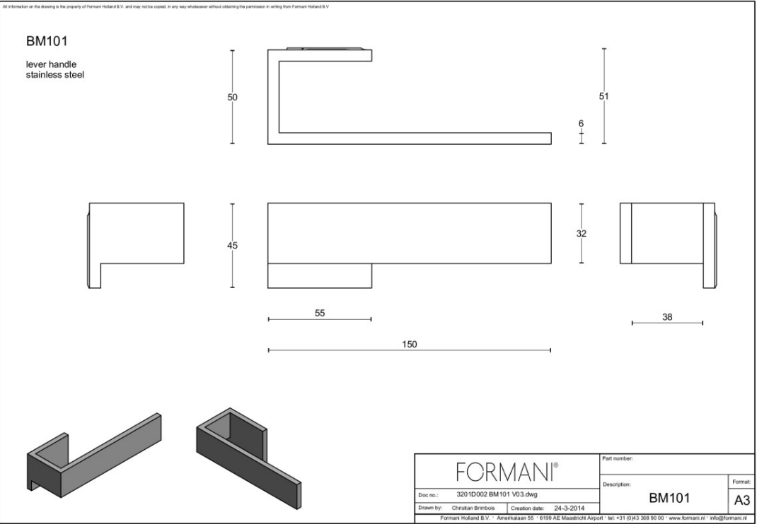 Formani | Deurkruk | Bob Manders | BM101 | mat zwart