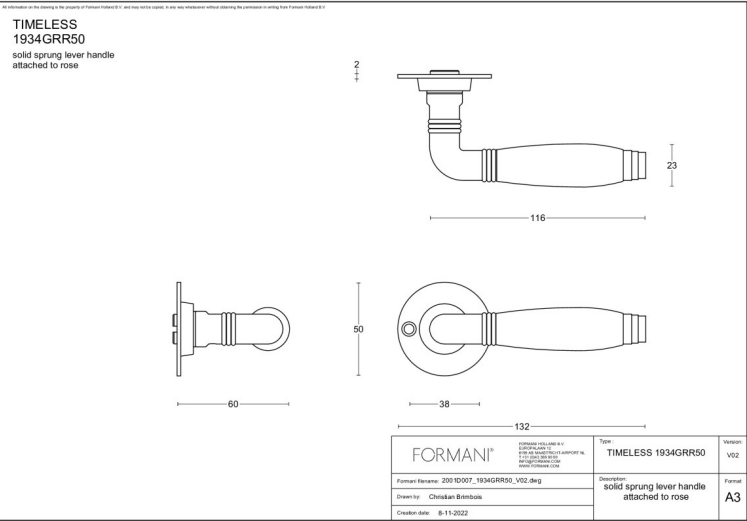 Formani | Deurkruk | Formani | 1934GRR50 | Messing Ongelakt