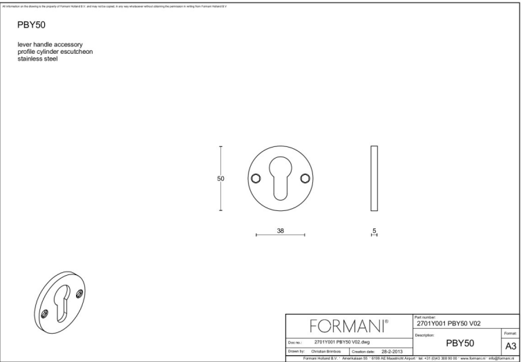 Formani | Cilinderrozet | PBY50 | Rond | Wit