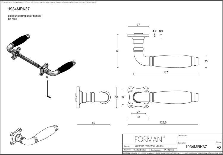 Formani | Deurkruk | Formani | 1934MRK37 | Glans Nikkel