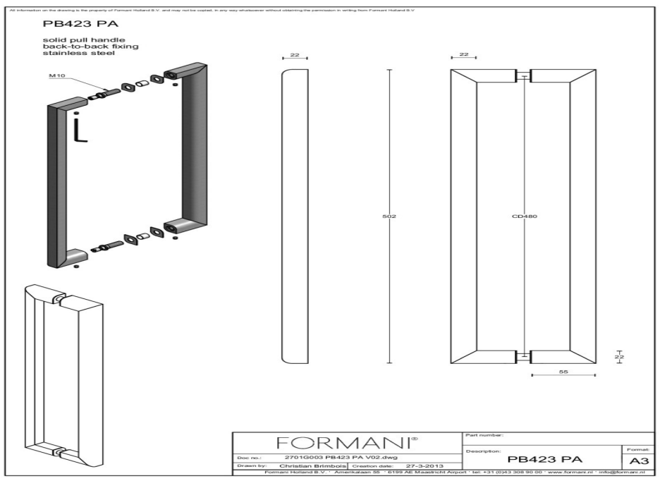 Formani | PB423 PA | Set grepen | mat roestvast staal