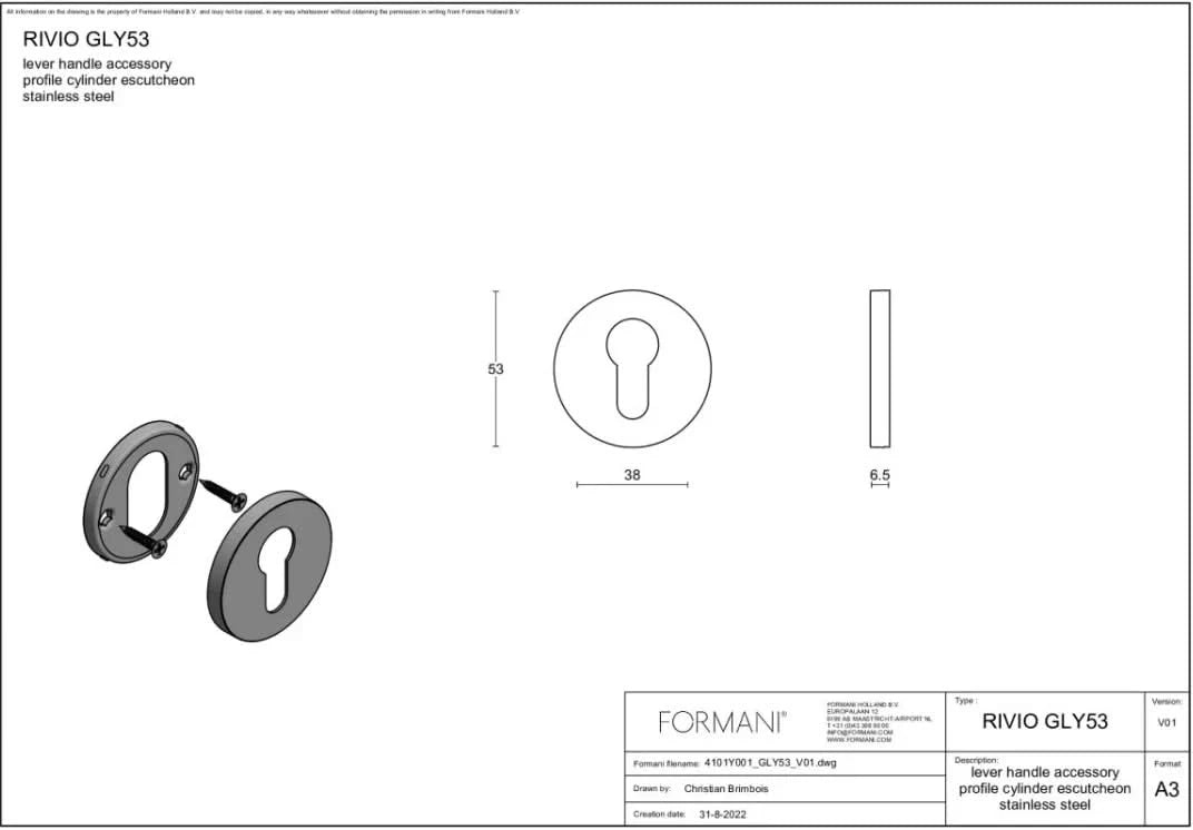 Formani | Cilinderrozet | GLY53 | Rond | PVD mat zwart