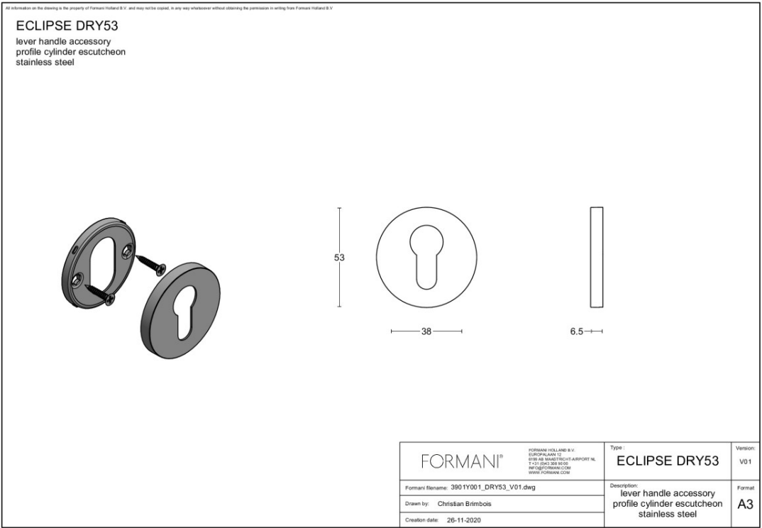 Formani | Cilinderrozet | DRY53 | Rond | PVD licht brons