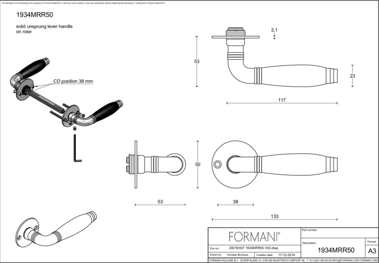 Formani | Deurkruk | Formani | 1934MRR50 | Glans Nikkel
