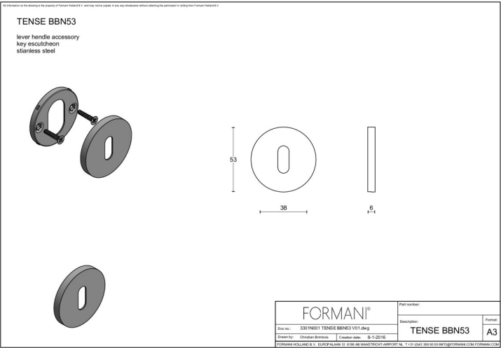 Formani | Sleutelplaatje | BBN53 | 53mm | Brons