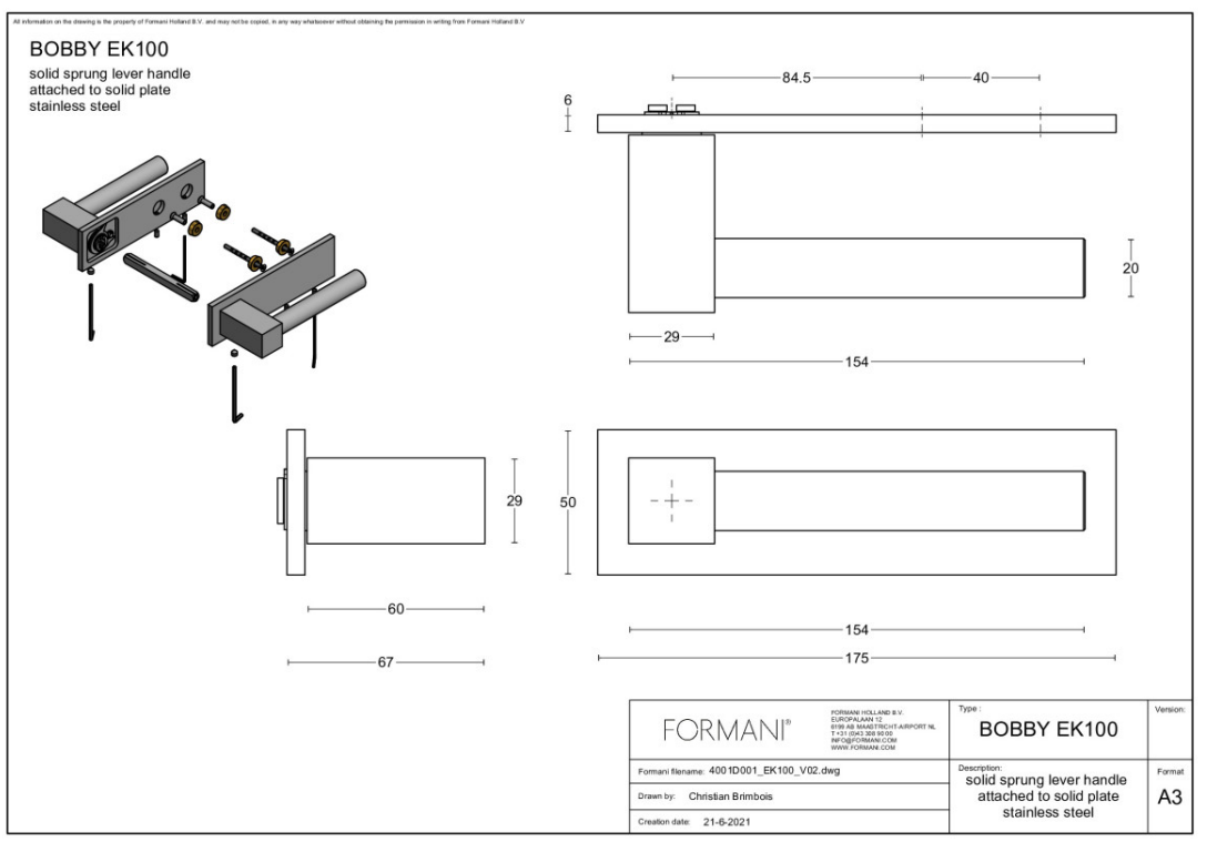 Formani | Deurkruk | Eric Kuster | EK100G | PVD mat zwart