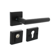 Intersteel Achterdeurbeslag set SKG3 Deurkruk Jura op massieve rozet 53x53x10 mm met kerntrekbeveiliging rvs zwart - Deurbeslag-expert