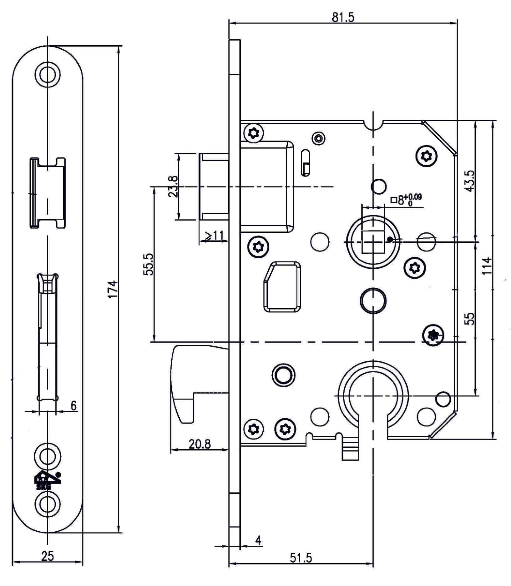 T0160.295.6050 Dulimex Veiligheidsinsteekhaakslot PC55 SKG**® rechte voorplaat RVS met haak, dagschoot, dagschoot omdraaien, dagschoot afstellen, dagschoot online kopen, dagschoot deur, dagschoot blijft hangen