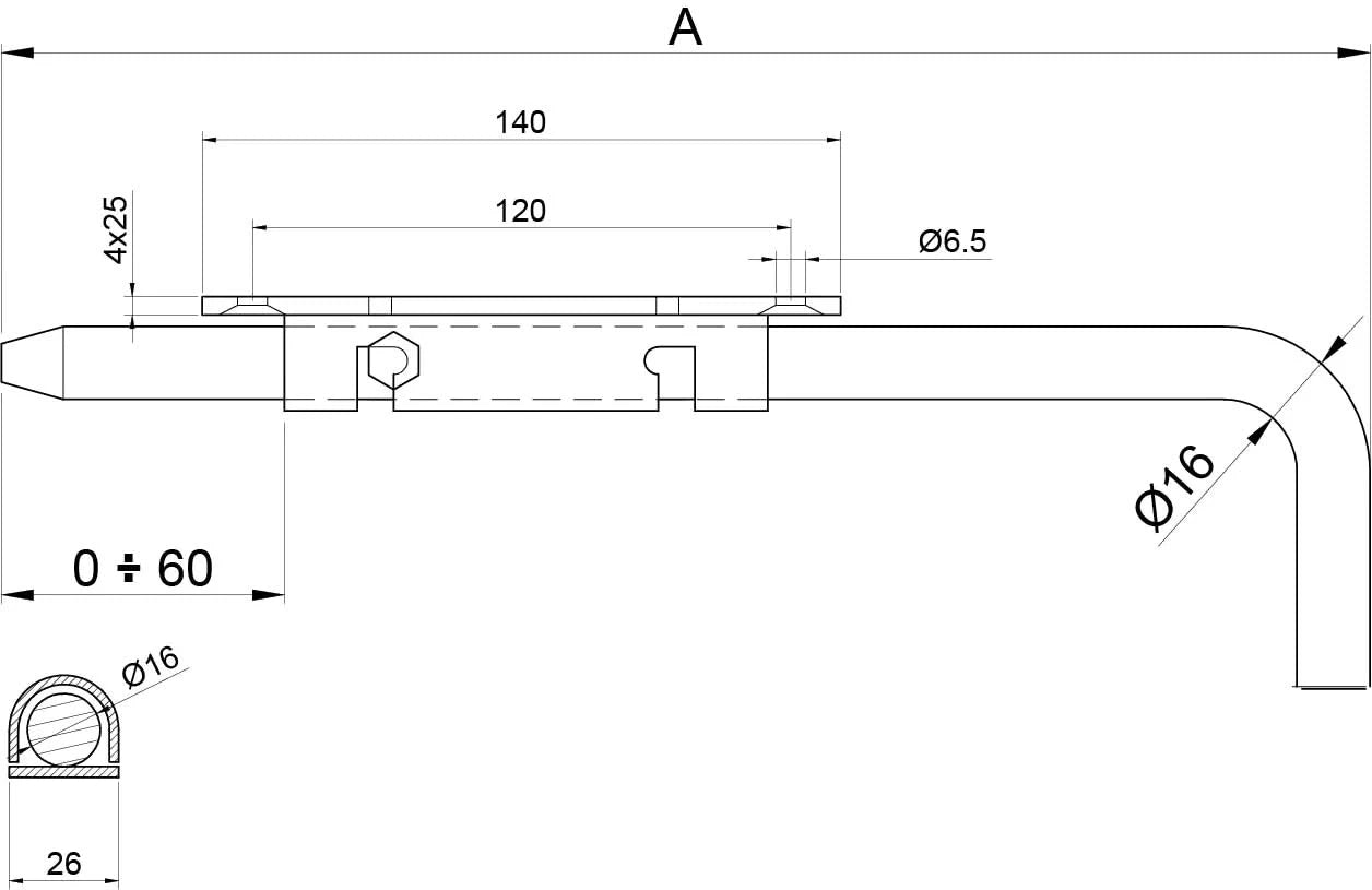 Dullimex IBFM Grondgrendel 500mm verzinkt - Deurbeslag-expert
