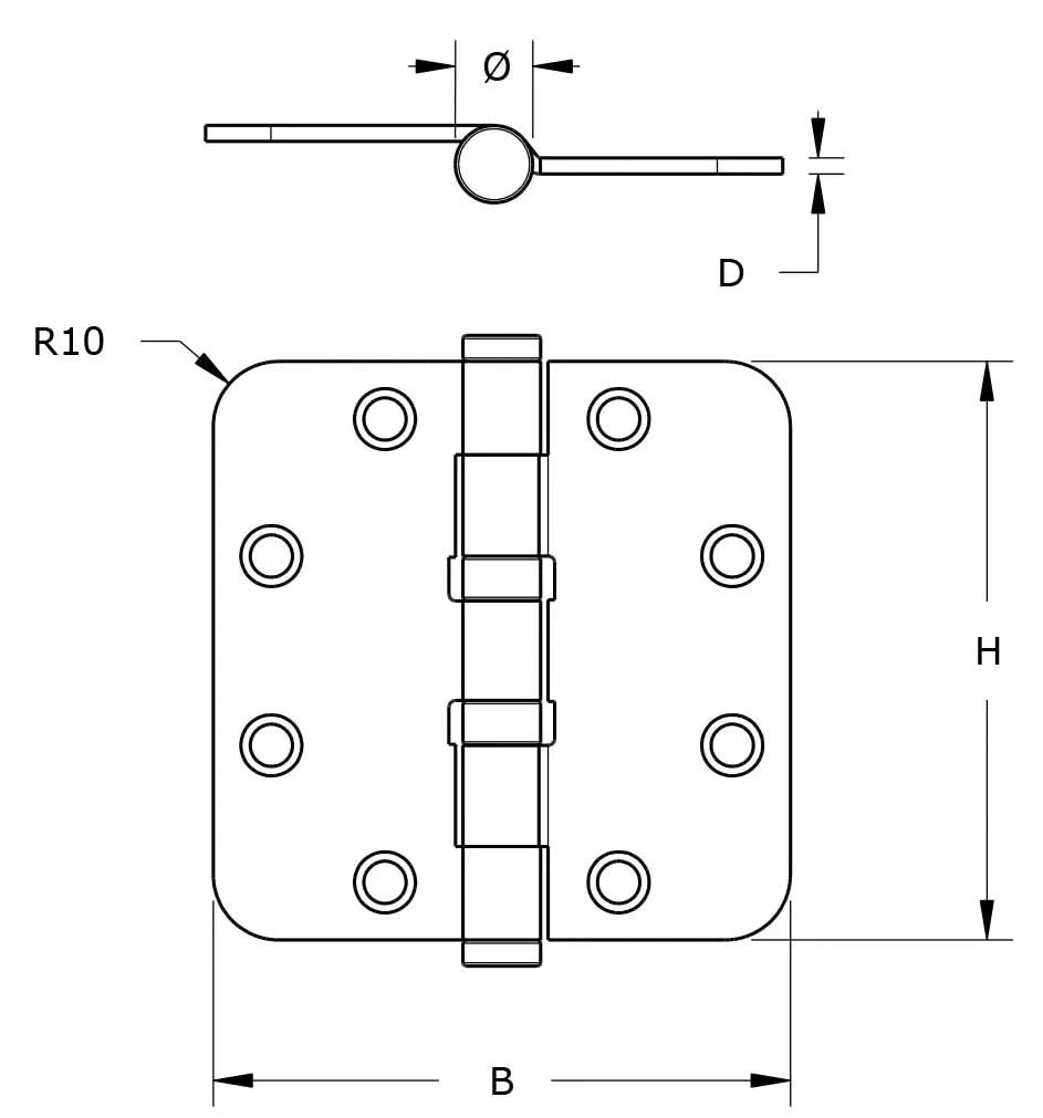 Dulimex Kogellagerscharnier ronde hoeken 89x89 mm Verzinkt - Deurbeslag-expert