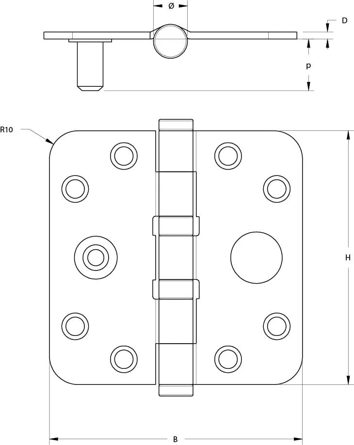 Dulimex Kogellagerscharnier ronde hoeken | SKG2 | 76x76 mm RVS - Deurbeslag-expert