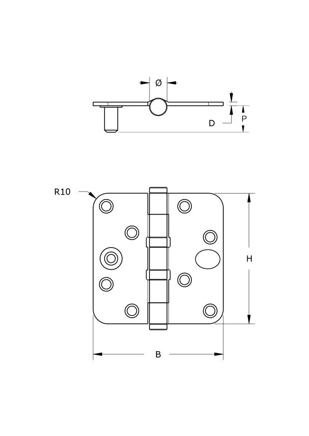 Dulimex Kogellagerscharnier | ronde hoeken | SKG*** | 3 mm dik | 89x89 mm RVS