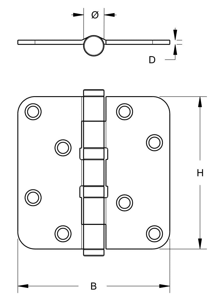 Dulimex kogellagerscharnier 6730.133.8989 technische tekening