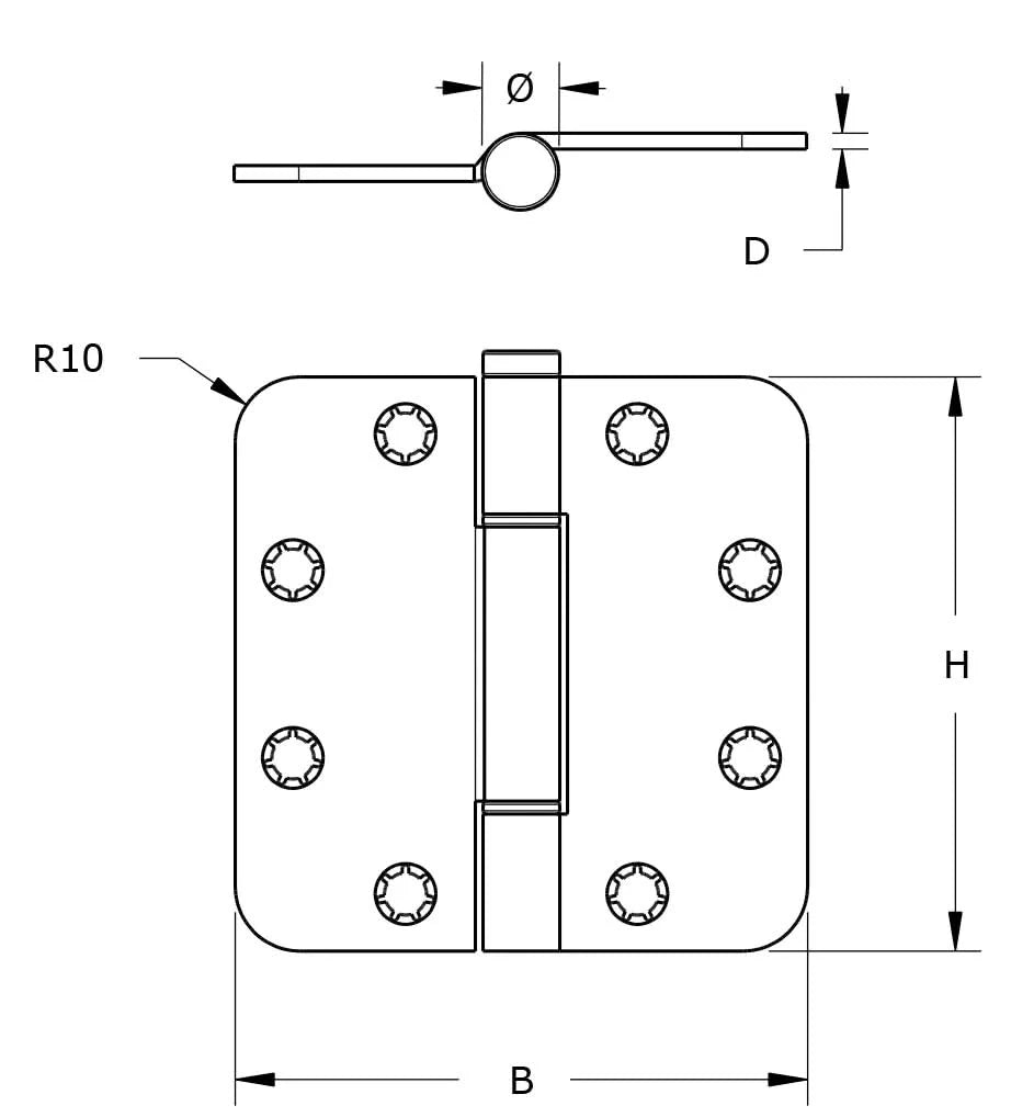 Dulimex Glijlagerscharnier ronde hoeken 3 mm 89x89 mm Staal verzinkt - Deurbeslag-expert