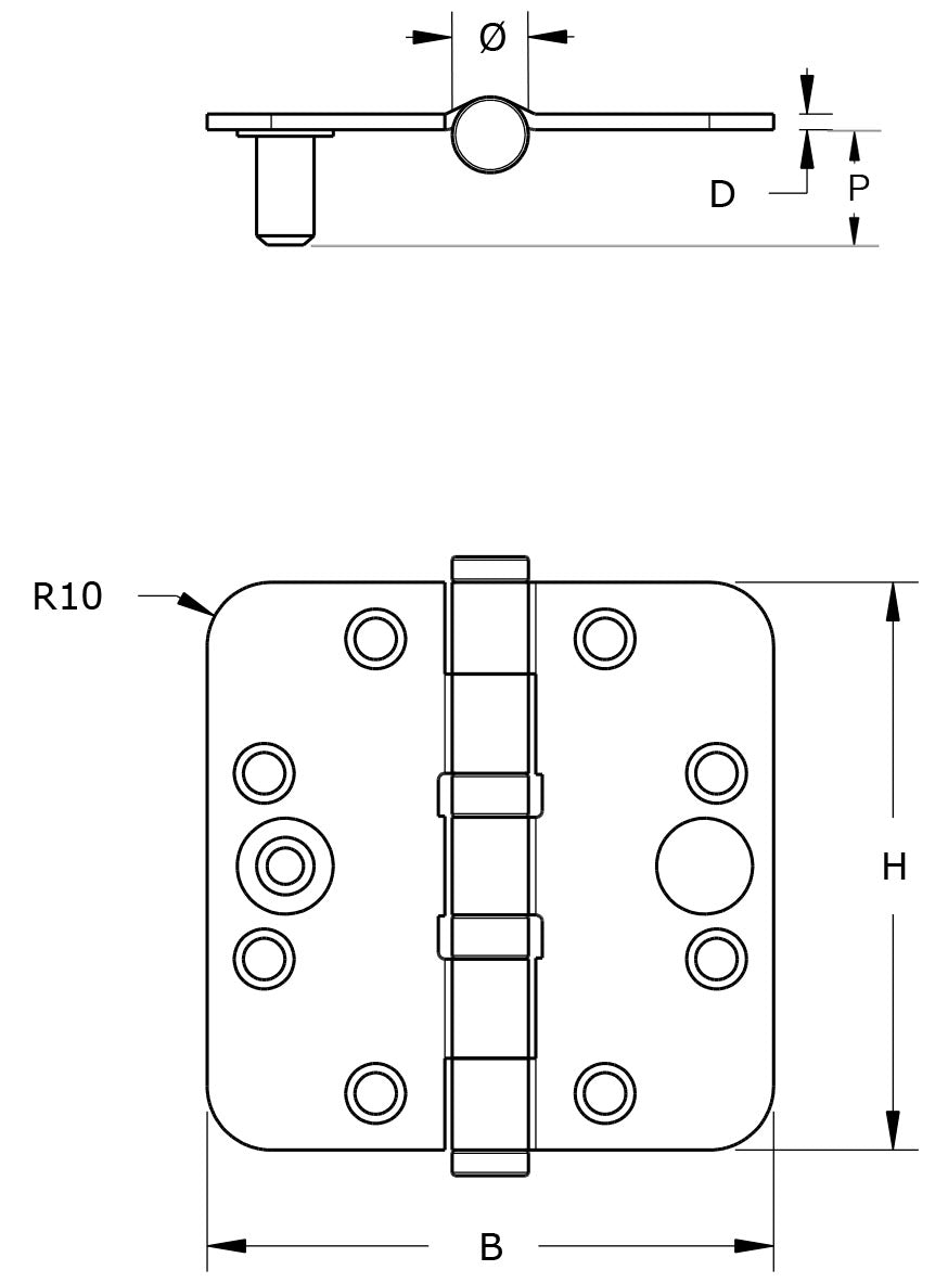 Dulimex kogellagerscharnier 6732.133.8989 technische tekening