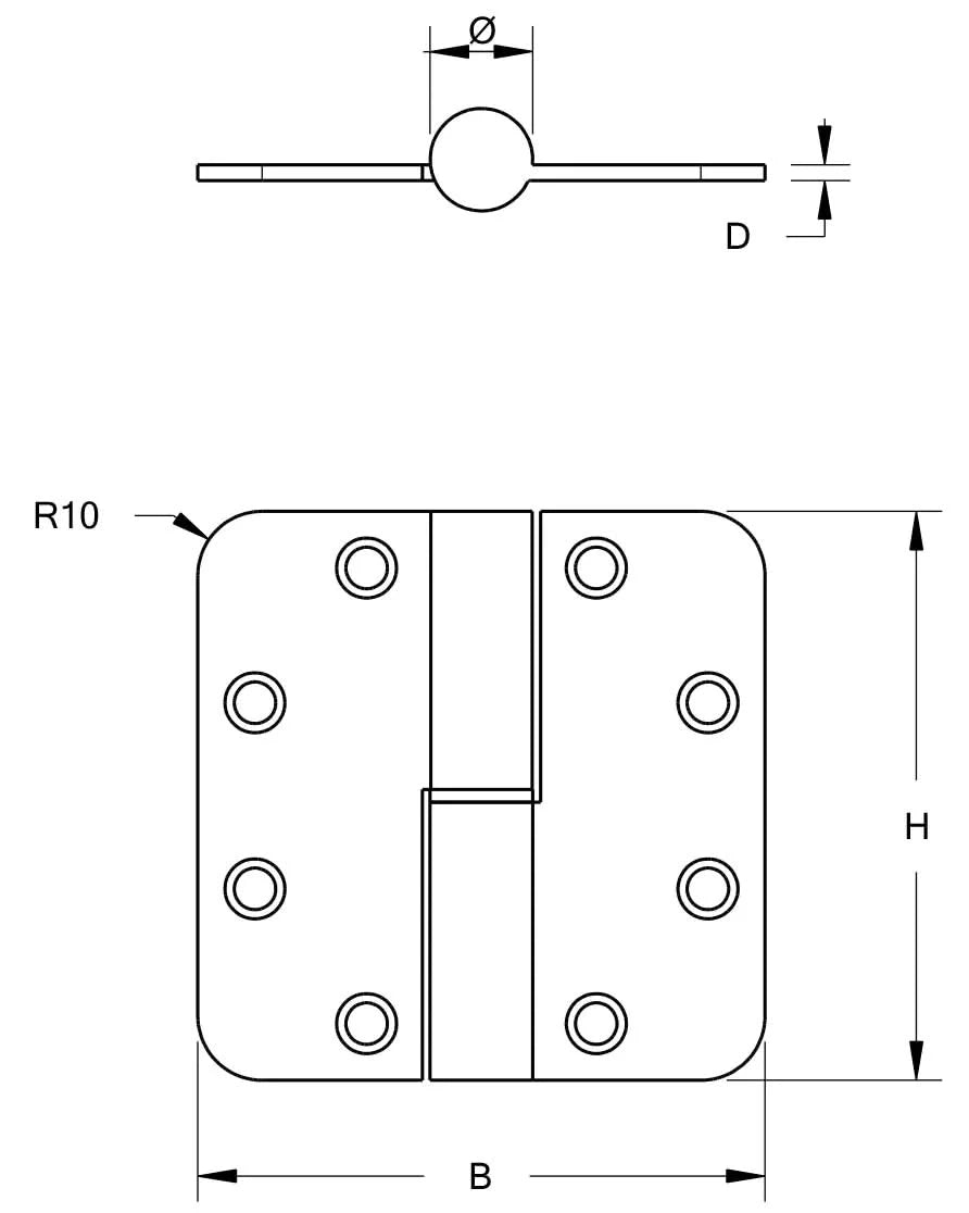 DX Kogelstiftpaumelle ronde hoeken 89x89 mm SKG3 RVS geborsteld Rechts - Deurbeslag-expert