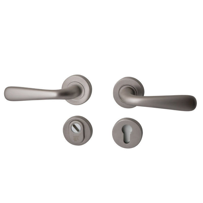 Hardbrass Roestvrijstalen Achterdeurset Silvia SKG3 met kerntrekbeveiliging - PVD INOX - Deurbeslag-expert