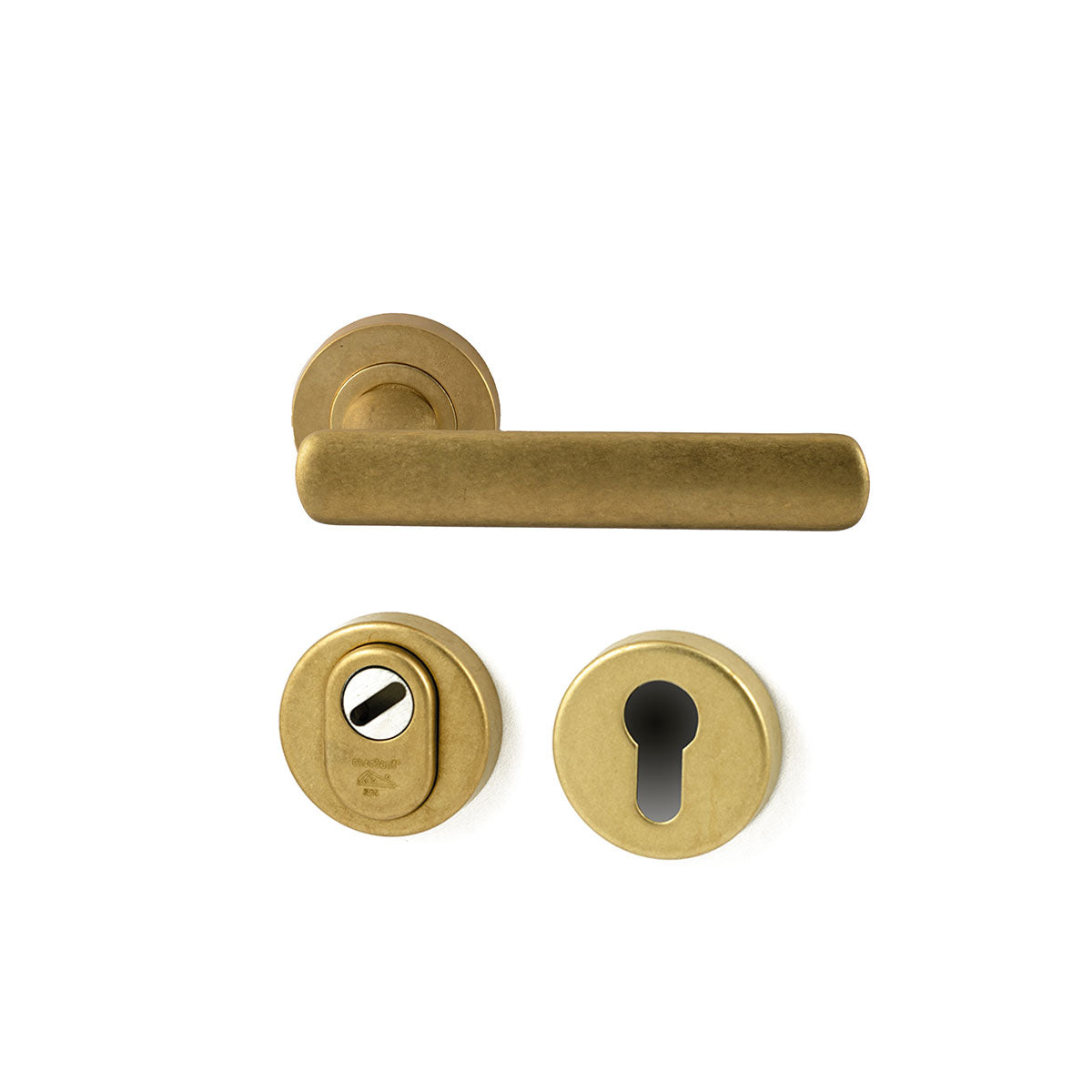 Hardbrass Roestvrijstalen Achterdeurset Shadow SKG3 met kerntrekbeveiliging - Messing Getrommeld - Deurbeslag-expert