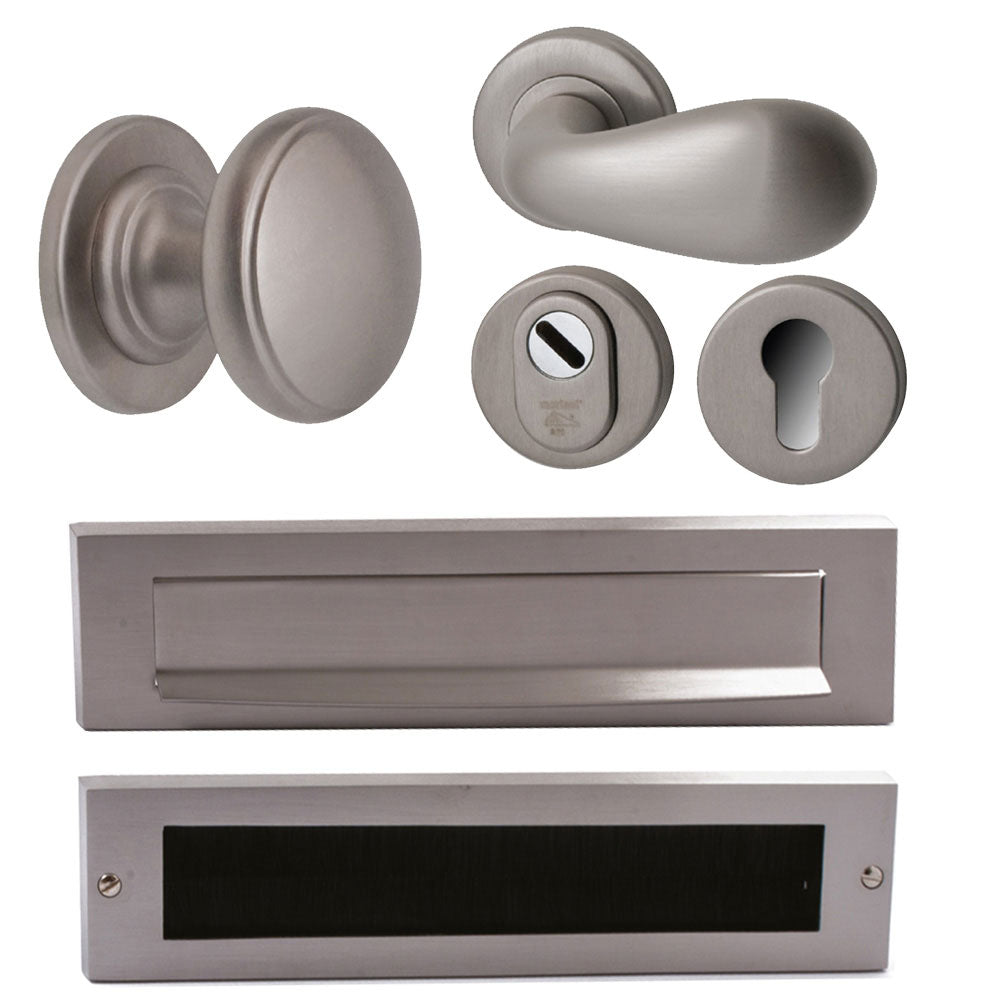 Hardbrass Voordeurset Pragma/Olympia compleet rechtswijzend SKG3 | PVD INOX - Deurbeslag-expert