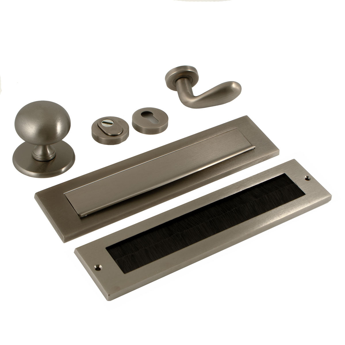 Hardbrass Voordeurset Iris/Olympia compleet rechtswijzend SKG3 | PVD Gun Metal - Deurbeslag-expert