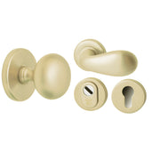 Hardbrass Voordeurset Iris/Olympia 3-delig rechtswijzend SKG3 | PVD Champagne Goud - Deurbeslag-expert