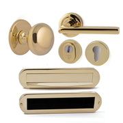 Hardbrass Voordeurset Iris/Sara compleet rechtswijzend SKG3 | PVD Messing - Deurbeslag-expert