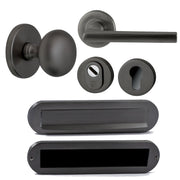 Hardbrass Voordeurset Iris/Sara compleet rechtswijzend SKG3 | PVD Gun Metal - Deurbeslag-expert