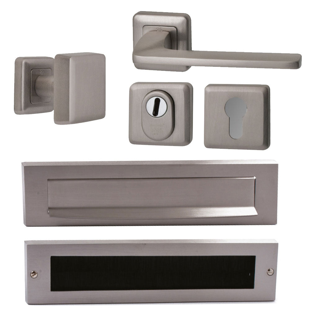 Hardbrass Voordeurset Charley/Zenith compleet rechtswijzend SKG3 | PVD INOX - Deurbeslag-expert