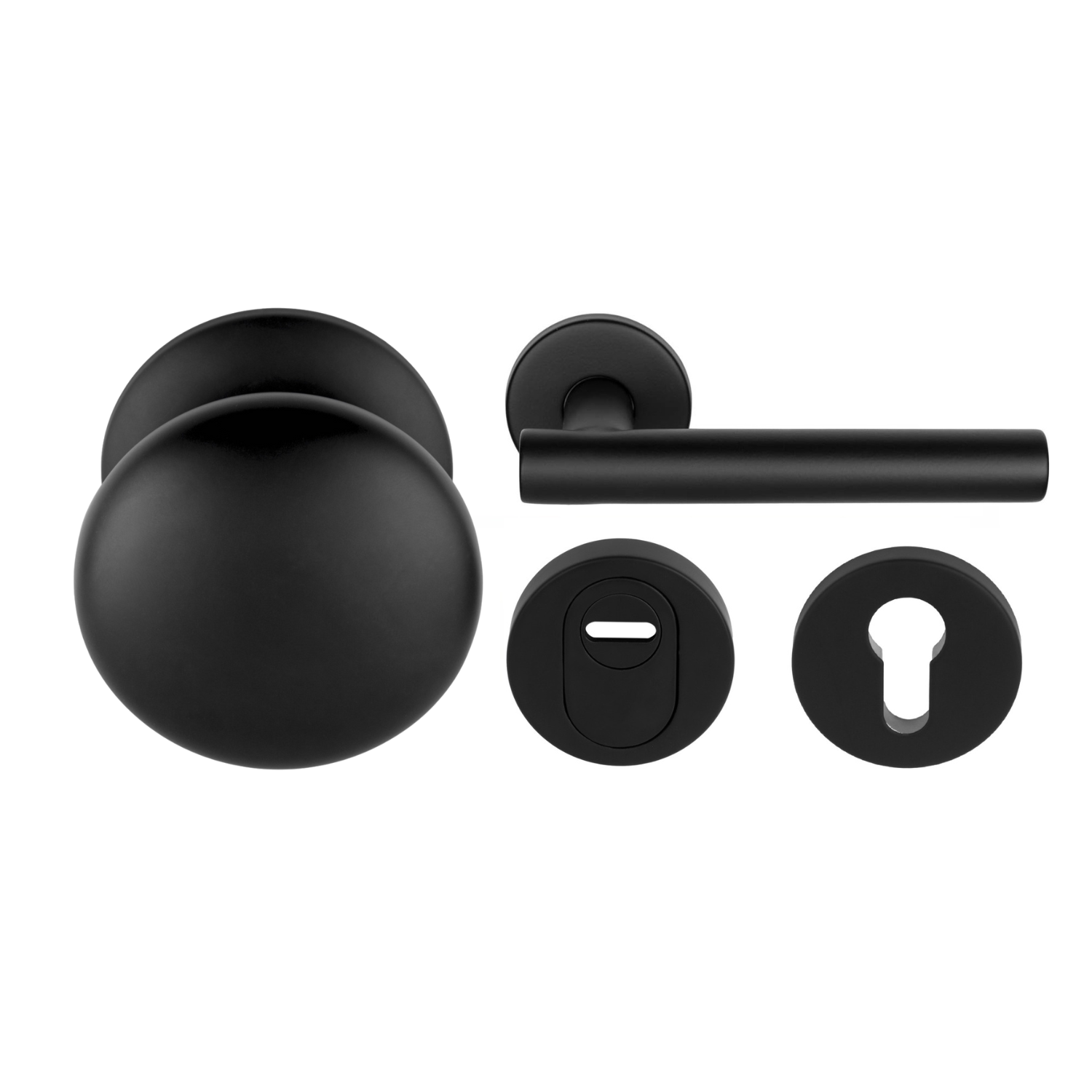 Formani | Voordeurset | knop/kruk | Mat Zwart LB7-19 | SKG3