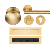 Formani | Complete Voordeurset | knop/kruk | Mat Goud PVD LB7-19 | SKG3 - Deurbeslag-expert