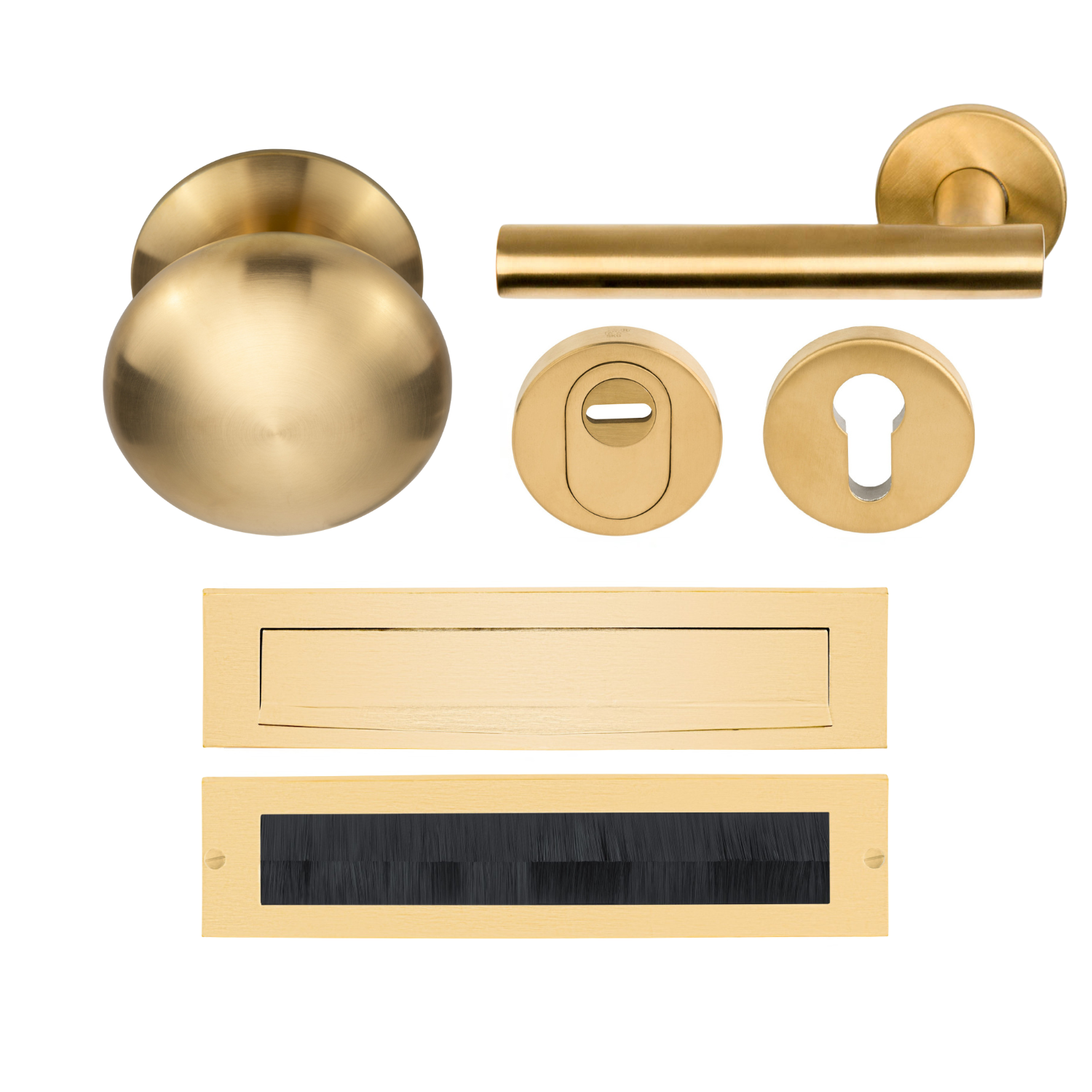 Formani | Complete Voordeurset | knop/kruk | Mat Goud PVD LB7-19 | SKG3 - Deurbeslag-expert