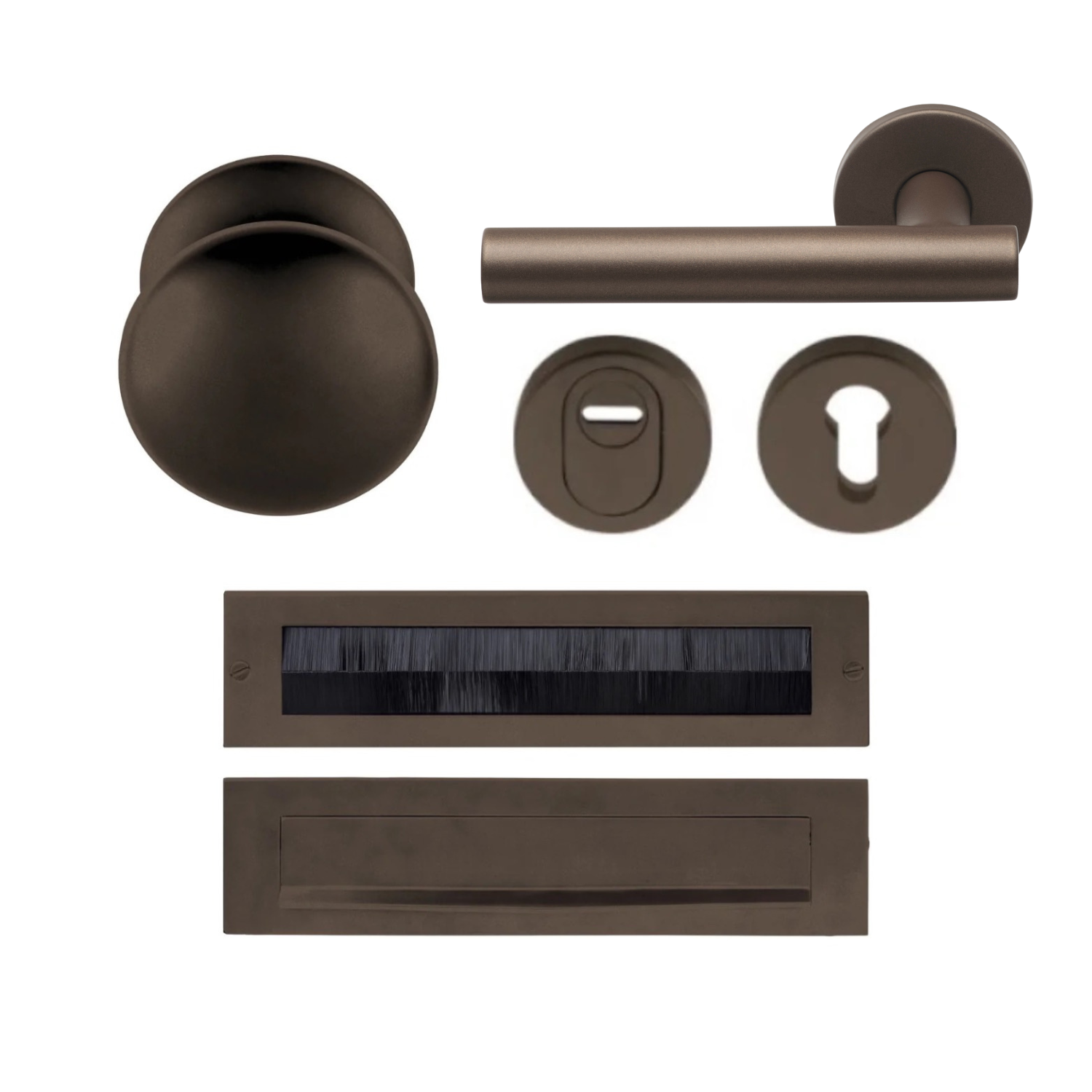 Formani | Complete Voordeurset | knop/kruk | Brons | SKG3 | LB7-19 - Deurbeslag-expert