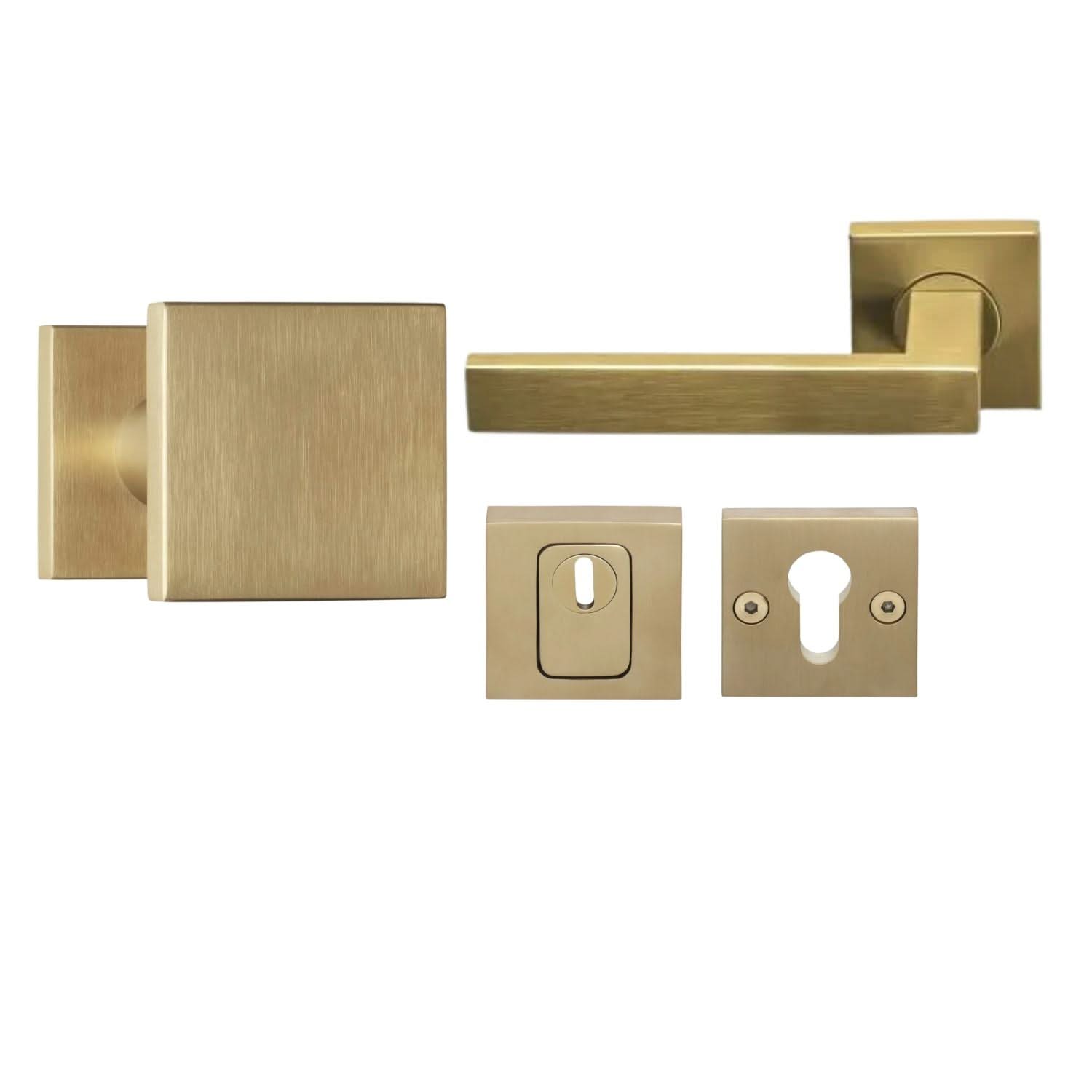 Formani | Voordeurset | knop/kruk | Mat Goud PVD BSQ | SKG3 - Deurbeslag-expert