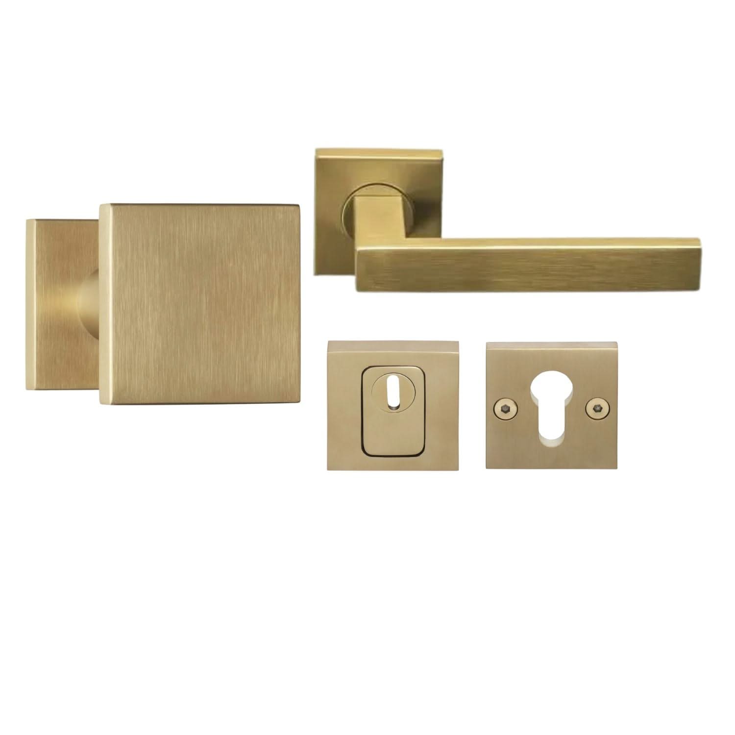 Formani | Voordeurset | knop/kruk | Mat Goud PVD BSQ | SKG3 - Deurbeslag-expert