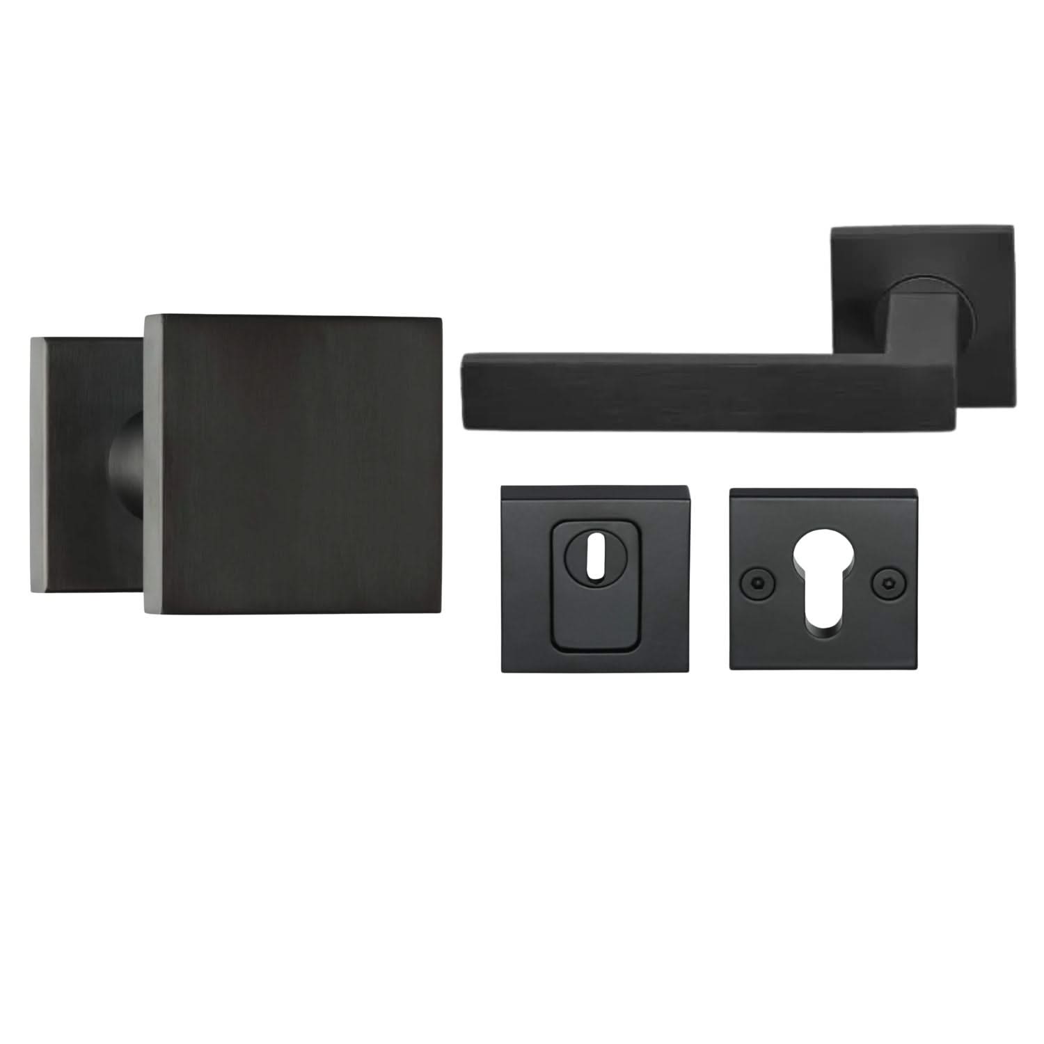 Formani | Voordeurset | knop/kruk | Zwart PVD BSQ | SKG3 - Deurbeslag-expert