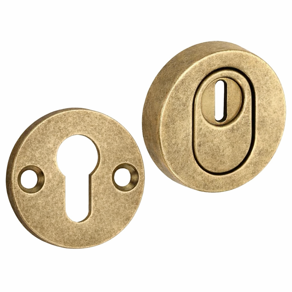 Intersteel | Veiligheidsrozet met kerntrekbeveiliging | SKG3 | Rond | Messing Getrommeld - Deurbeslag-expert