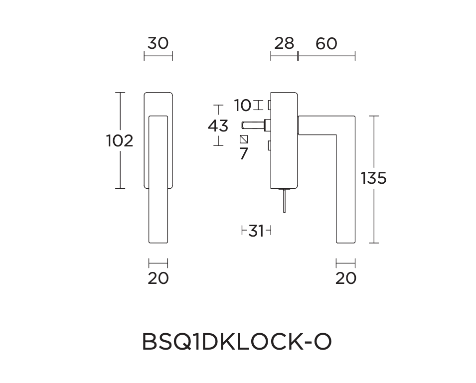 Formani BSQ1-DKLOCK-O draaikiepgarnituur afsluitbaar PVD gunmetal - Deurbeslag-expert