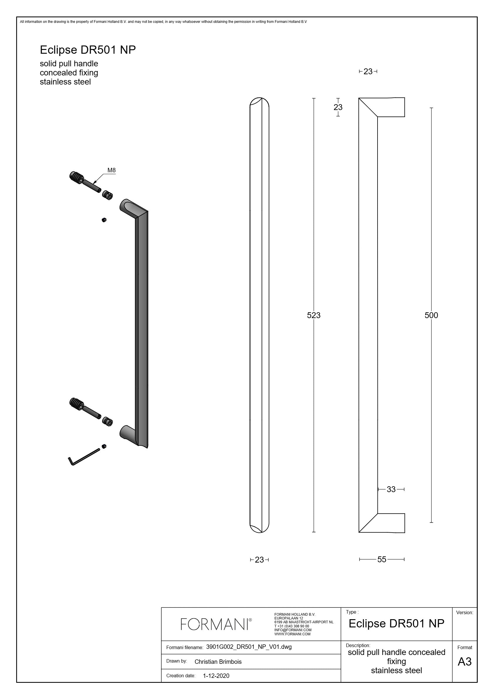 Formani | DR501 NP | Deurgreep | PVD licht brons - Deurbeslag-expert